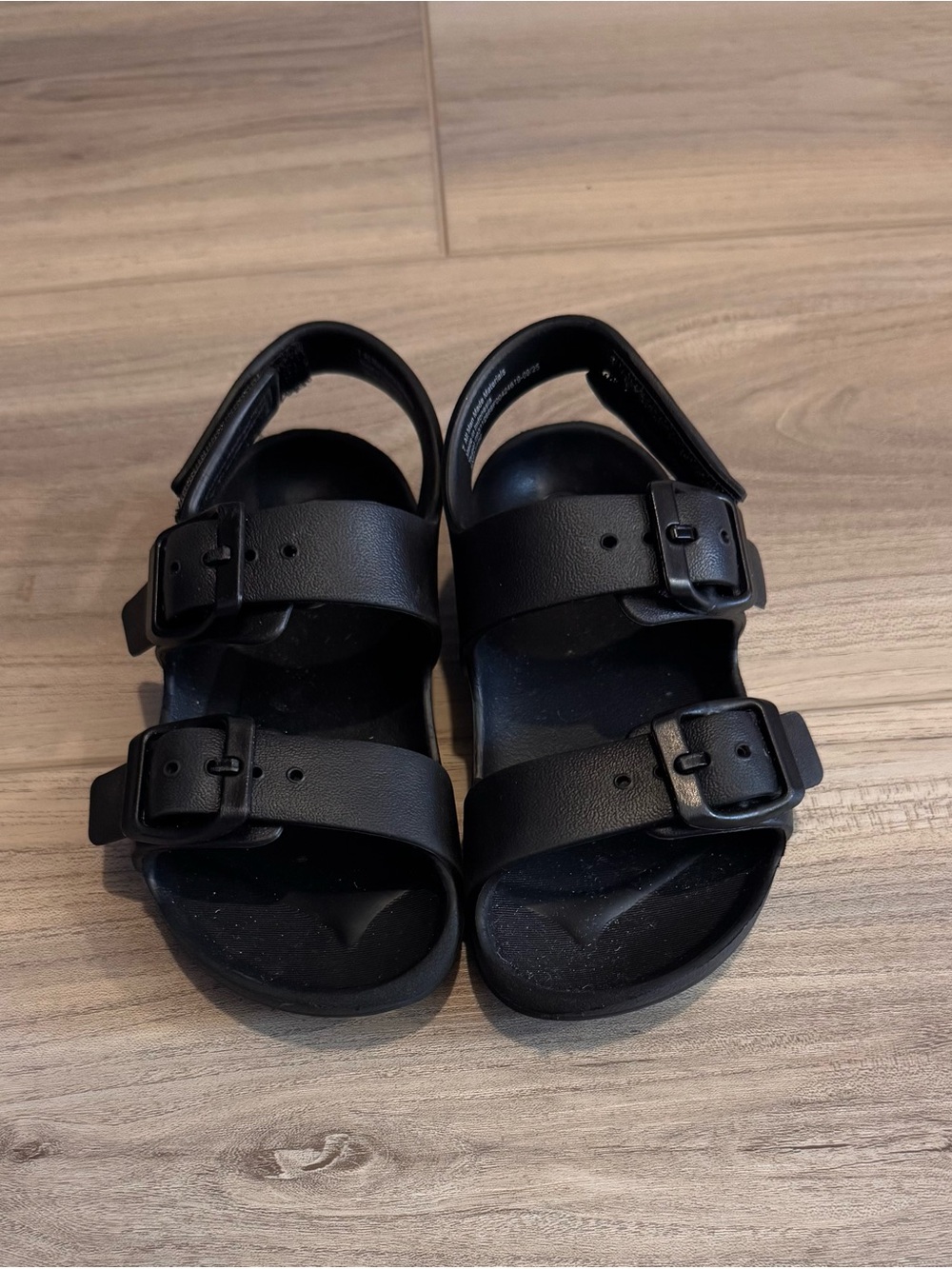 Kids Black Double-Strap Buckle Sandals - Comfortable Everyday Wear
